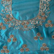 Sea Green Zardozi Gota & Dabka Hand Embroidered Unstitched Blouse Piece