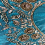 Sea Green Zardozi Gota & Dabka Hand Embroidered Unstitched Blouse Piece