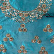 Sea Green Zardozi Gota & Dabka Hand Embroidered Unstitched Blouse Piece