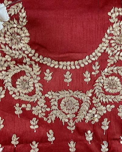 Red Buta Design Hand Embroidered Unstitched Blouse Piece