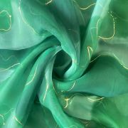 printed organza fabric | pink georgette saree | Green Tie & Dye Shibori Printed With Gold Foil Embroidery Organza Fabric