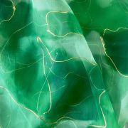 Green Tie & Dye Shibori Printed With Gold Foil Embroidery Organza Fabric