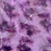 Magenta Purple Tie & Dye Shibori Printed With Gold Foil Embroidery Organza Fabric