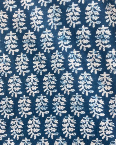 Blue Hand Block Print Paisley Design Cotton Fabric