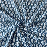 Blue Hand Block Print Paisley Design Cotton Fabric