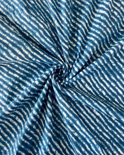 Blue Leheriya Hand Block Print Cotton Fabric