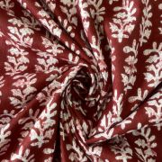 Maroon Hand Block Print Paisley Design Cotton Fabric