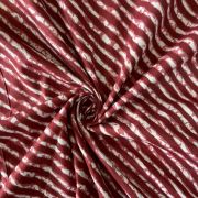 Maroon Leheriya Hand Block Print Cotton Fabric