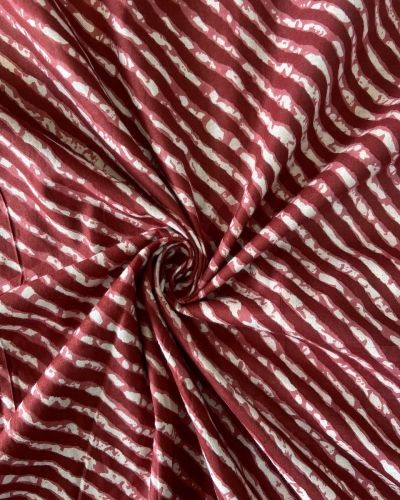 Maroon Leheriya Hand Block Print Cotton Fabric