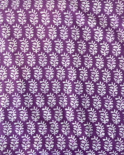 Purple Hand Block Print Paisley Design Cotton Fabric