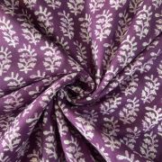 Purple Hand Block Print Paisley Design Cotton Fabric