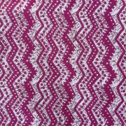 Hot Pink Hand Block Print Zig-Zag Design Cotton Fabric