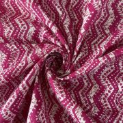 Hot Pink Hand Block Print Zig-Zag Design Cotton Fabric