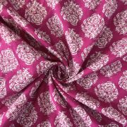 Hot Pink Hand Block Print Paisley Design Cotton Fabric