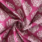 Hot Pink Hand Block Print Paisley Design Cotton Fabric