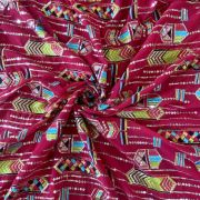 Exclusive Bohemian Multicoloured Embroidered Hot Pink Georgette Fabric With Ethnic Pattern