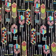 Exclusive Bohemian Multicoloured Embroidered Black Georgette Fabric With Ethnic Pattern