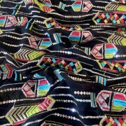 black georgette fabric | black silk georgette fabric | Exclusive Bohemian Multicoloured Embroidered Black Georgette Fabric With Ethnic Pattern