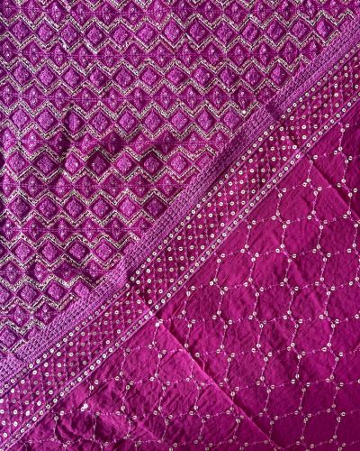 Dupatta – Heavy Pure Viscose Georgette Lucknowi Chikankari Magenta Pink Dupatta