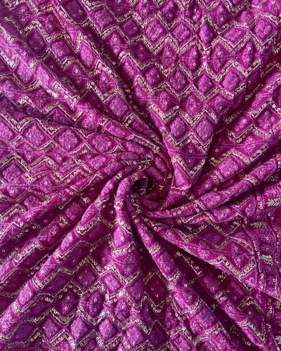 Trending Magenta Lucknowi Chikankari On Pure Viscose Georgette Fabric