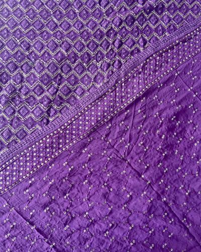 Dupatta- Heavy Pure Viscose Georgette Lucknowi Chikankari Purple Dupatta