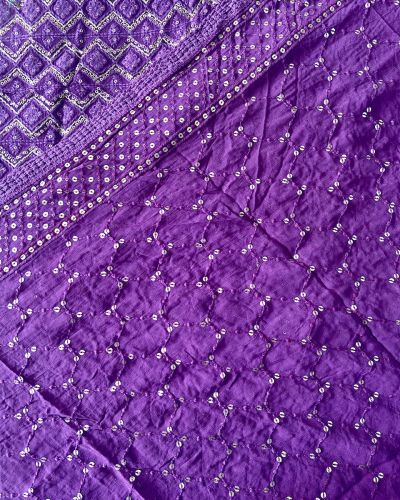 Dupatta- Heavy Pure Viscose Georgette Lucknowi Chikankari Purple Dupatta