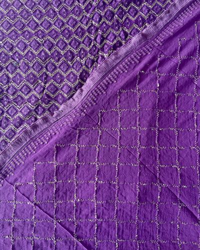 Dupatta – Heavy Pure Viscose Georgette Lucknowi Chikankari Purple Dupatta