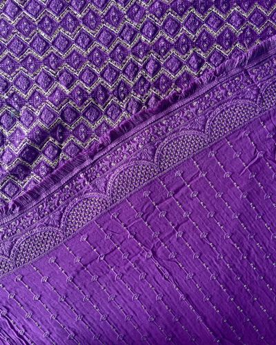 Dupatta – Heavy Pure Viscose Georgette Lucknowi Chikankari Purple Dupatta