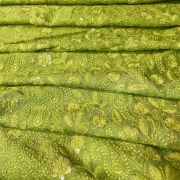 Chikankari With Sequin Embroidery On Parrot Green Pure Mysore Silk Fabric