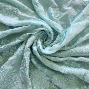 sky blue net fabric | Sky Blue Fabric Thread Embroidery With Silver Mukaish