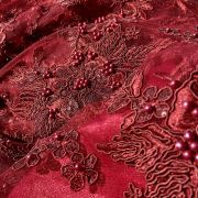 Big Width Imported Maroon Lace Fabric With Pearl Embellishment