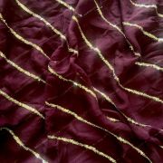 Lehriya Embroidery On Wine Colour Pure Georgette Fabric With Both Side Satin Patti