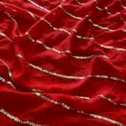 Lehriya Embroidery On Red Pure Georgette Fabric With Both Side Satin Patti