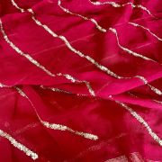 Lehriya Embroidery On Hot Pink Pure Georgette Fabric With Both Side Satin Patti