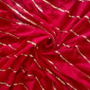 Lehriya Embroidery On Hot Pink Pure Georgette Fabric With Both Side Satin Patti