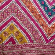 Multicoloured Traditional Printed Fabric With Heavy Border On Pure Chinon