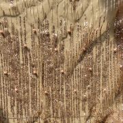 Glitter & Pearl Embellishment On Imported Rose Gold Net Fabric