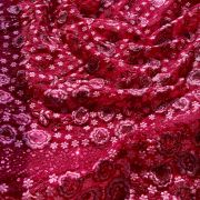 Self Thread & Sequin Embroidery On Floral Pattern In Viva Pink Organza