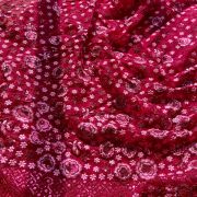 Self Thread & Sequin Embroidery On Floral Pattern In Viva Pink Organza