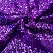 Self Thread & Sequin Embroidery On Floral Pattern In Electric Purple Organza