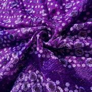 Self Thread & Sequin Embroidery On Floral Pattern In Electric Purple Organza