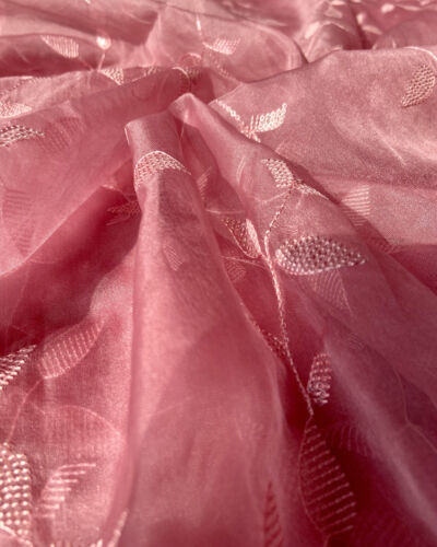 Heavy Tone On Tone Thread & Sequence Embroidery On Blush Pink Pure Organza