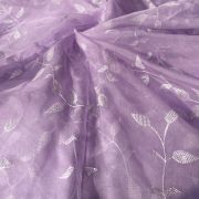 Heavy Tone On Tone Thread & Sequence Embroidery On Lavender Pure Organza