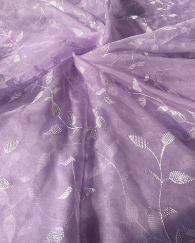 Heavy Tone On Tone Thread & Sequence Embroidery On Lavender Pure Organza