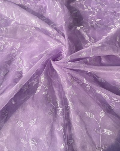 Heavy Tone On Tone Thread & Sequence Embroidery On Lavender Pure Organza