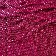 Heavy Faux Mirror Embroidery On Hot Pink Pure Georgette Fabric