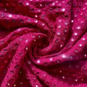 Heavy Faux Mirror Embroidery On Hot Pink Pure Georgette Fabric