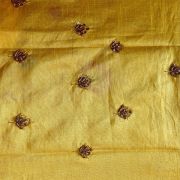 Zardozi & Thread Work Hand Embroidered On Yellow Raw Silk Unstitched Blouse Piece