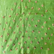 Sequin & Thread Hand Embroidery On Green Pure Raw Silk Unstitched Blouse Piece