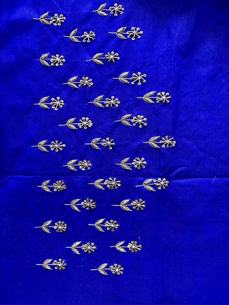 Buti Design Zardozi & Gota Hand Embroidered On Blue Unstitched Blouse Piece